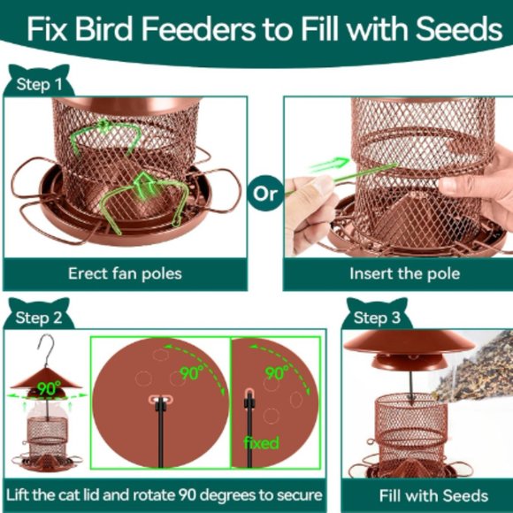 Retractable - Telescopic Metal Bird Feeder w/ Cute Cat-Face Cover - Picture 5 of 10